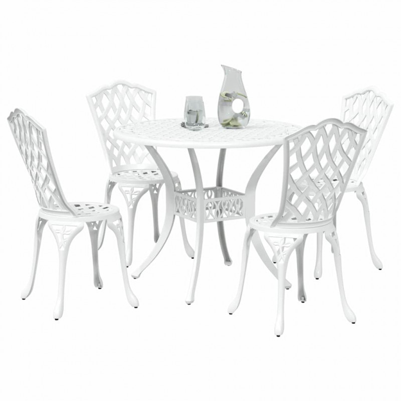 Zestaw do jadalni w ogrodzie 5 pcs Biały Aluminium