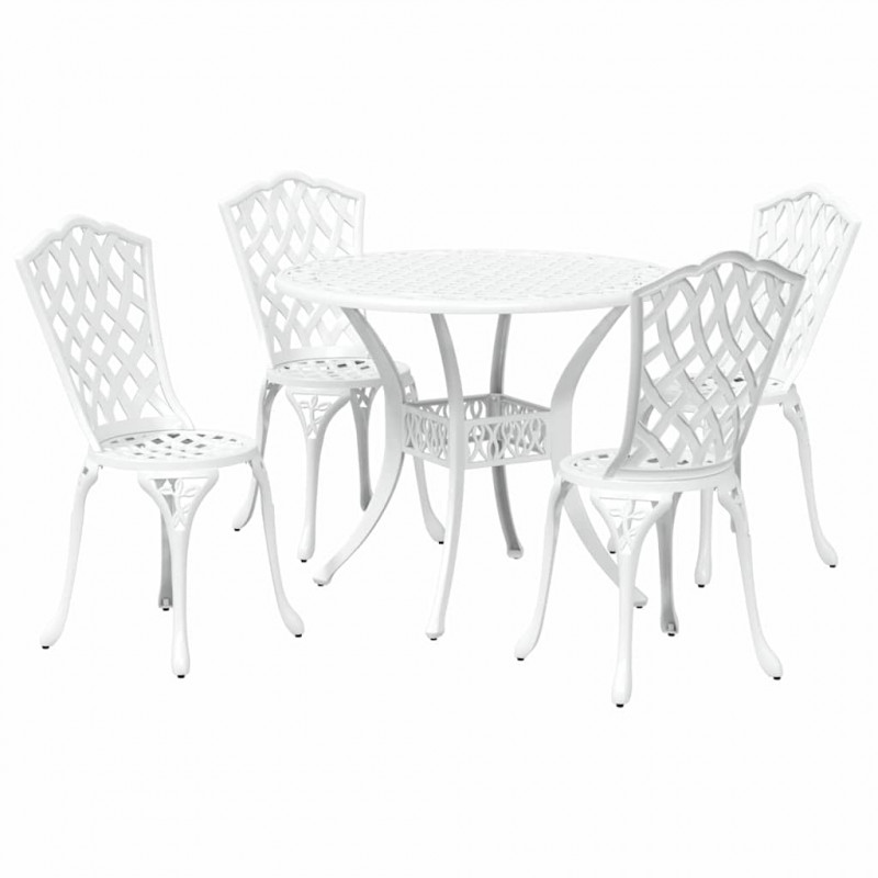 Zestaw do jadalni w ogrodzie 5 pcs Biały Aluminium