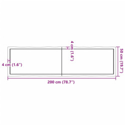 Blat, jasnobrązowy 200x50x(2-6) cm drewno z naturalną krawędzią