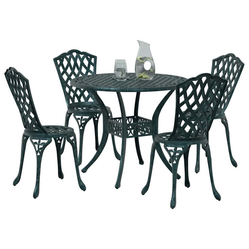 Zestaw do jadalni w ogrodzie 5 pcs Zielony Aluminium