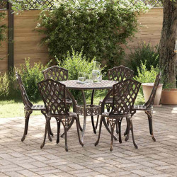 Zestaw do jadalni w ogrodzie 7 pcs kolor bronzu Aluminium