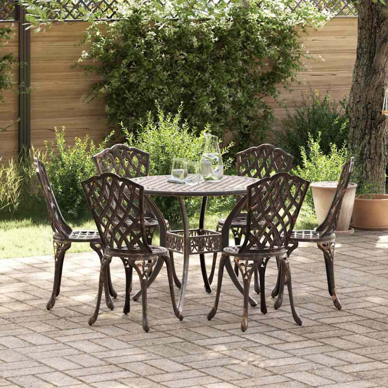 Zestaw do jadalni w ogrodzie 7 pcs kolor bronzu Aluminium