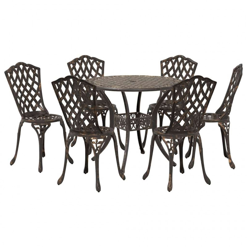 Zestaw do jadalni w ogrodzie 7 pcs kolor bronzu Aluminium