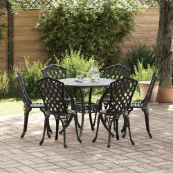 Zestaw do jadalni w ogrodzie 7 pcs Czarny Aluminium
