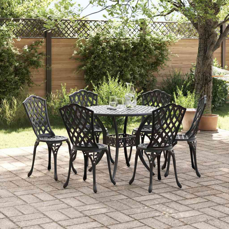 Zestaw do jadalni w ogrodzie 7 pcs Czarny Aluminium