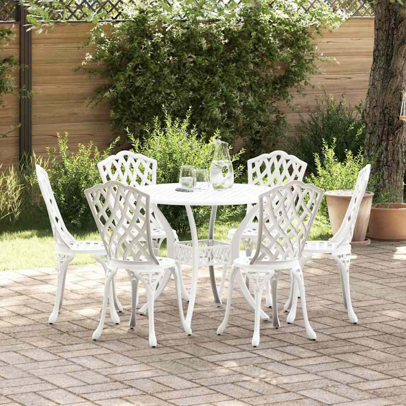 Zestaw do jadalni w ogrodzie 7 pcs Biały Aluminium