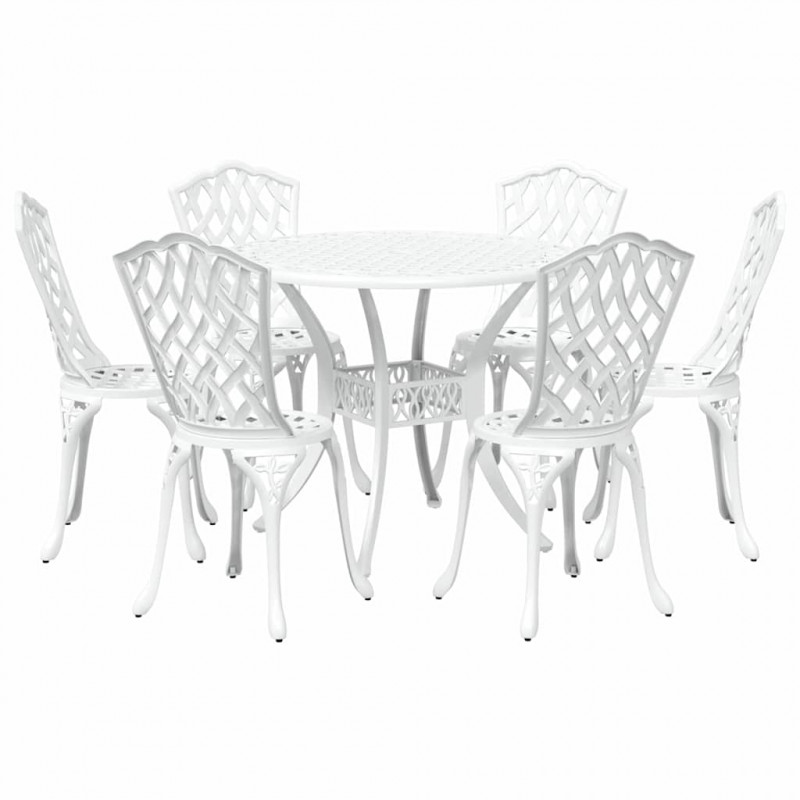 Zestaw do jadalni w ogrodzie 7 pcs Biały Aluminium