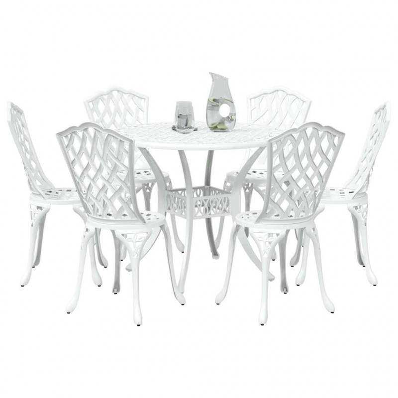 Zestaw do jadalni w ogrodzie 7 pcs Biały Aluminium