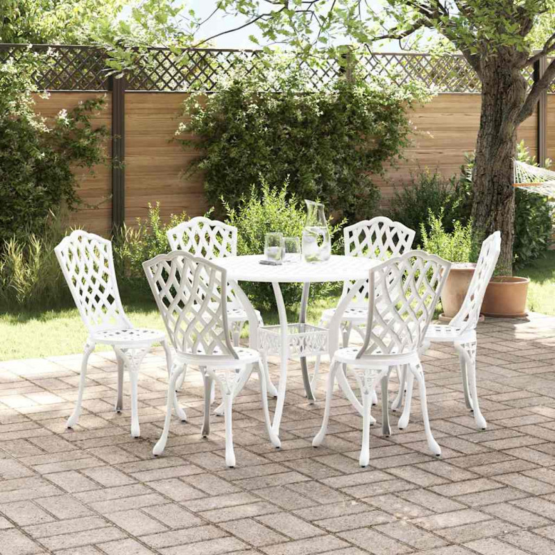 Zestaw do jadalni w ogrodzie 7 pcs Biały Aluminium