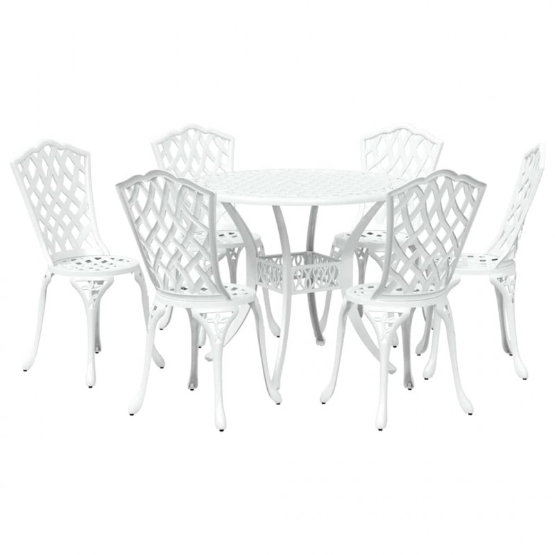 Zestaw do jadalni w ogrodzie 7 pcs Biały Aluminium