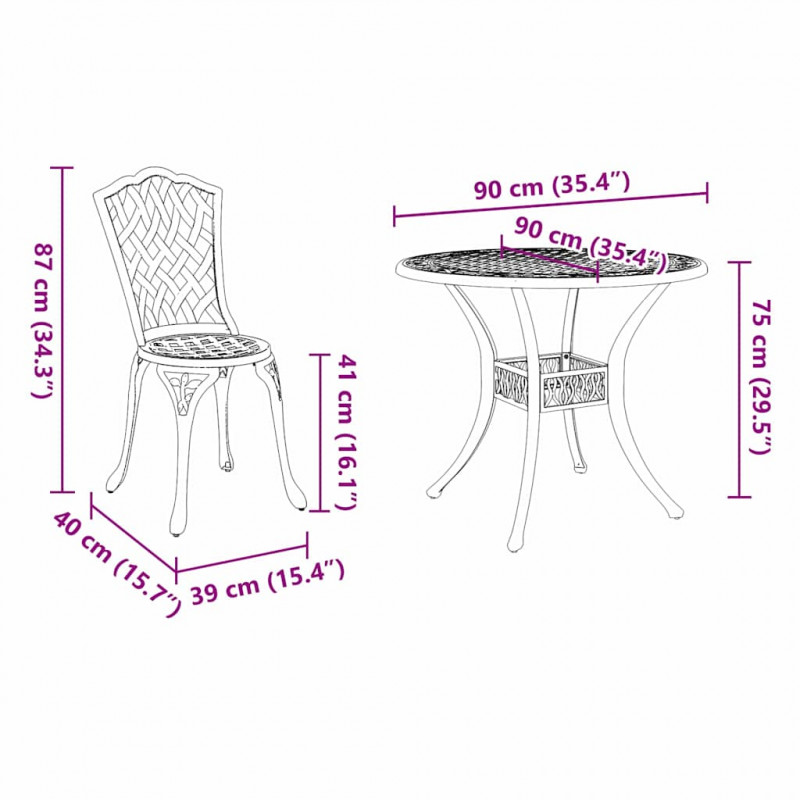 Zestaw do jadalni w ogrodzie 7 pcs Biały Aluminium