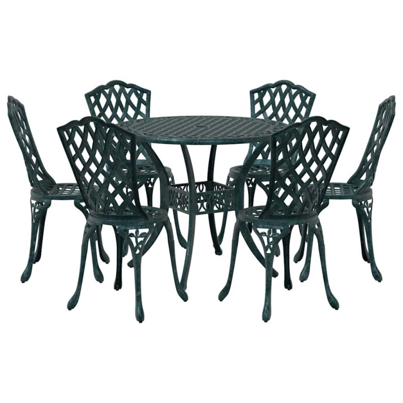 Zestaw do jadalni w ogrodzie 7 pcs Zielony Aluminium