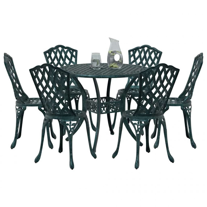 Zestaw do jadalni w ogrodzie 7 pcs Zielony Aluminium