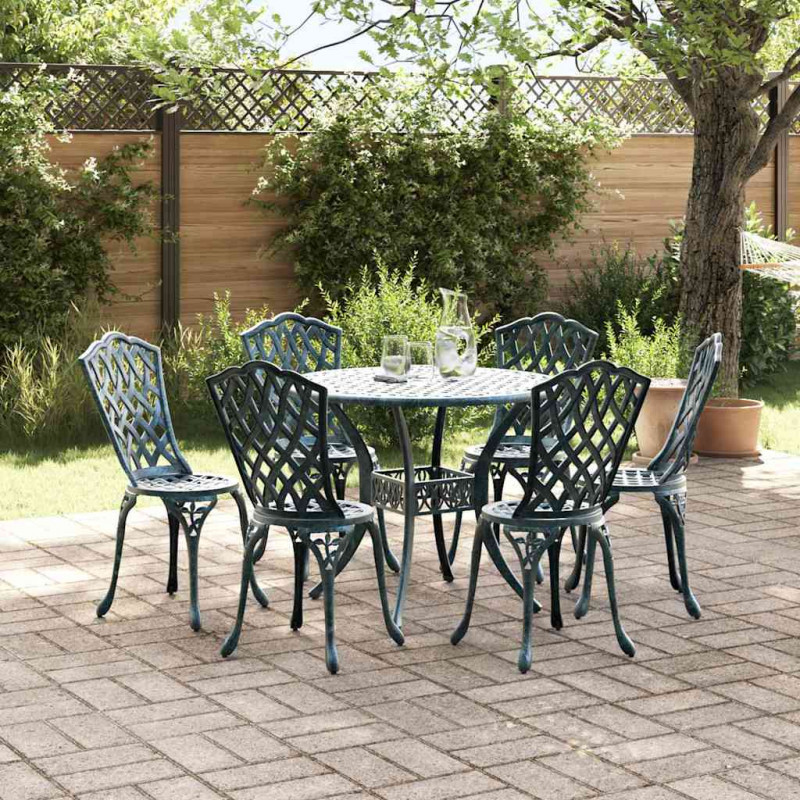 Zestaw do jadalni w ogrodzie 7 pcs Zielony Aluminium