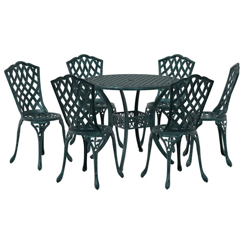 Zestaw do jadalni w ogrodzie 7 pcs Zielony Aluminium