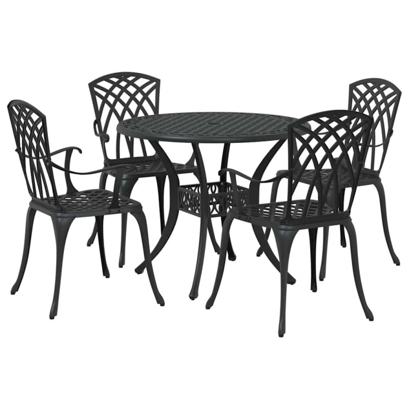 Zestaw do jadalni w ogrodzie 5 pcs Czarny Aluminium