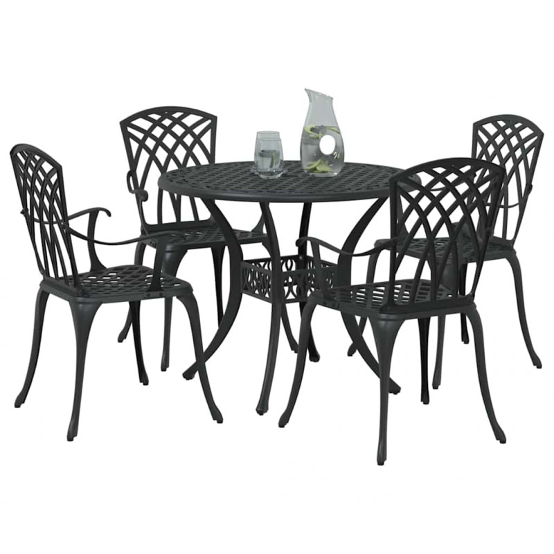 Zestaw do jadalni w ogrodzie 5 pcs Czarny Aluminium