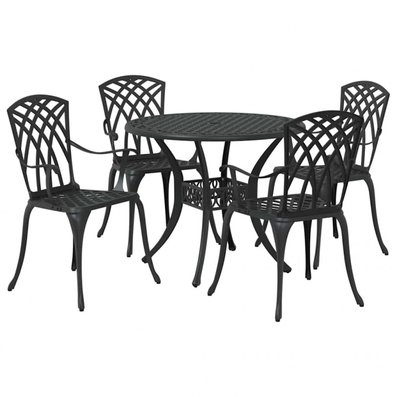 Zestaw do jadalni w ogrodzie 5 pcs Czarny Aluminium