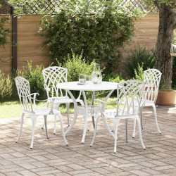 Zestaw do jadalni w ogrodzie 5 pcs Biały Aluminium