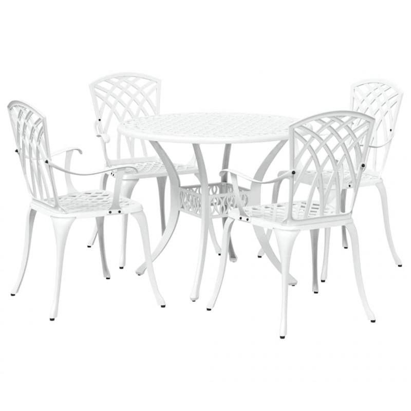 Zestaw do jadalni w ogrodzie 5 pcs Biały Aluminium