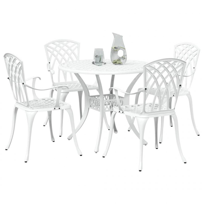 Zestaw do jadalni w ogrodzie 5 pcs Biały Aluminium