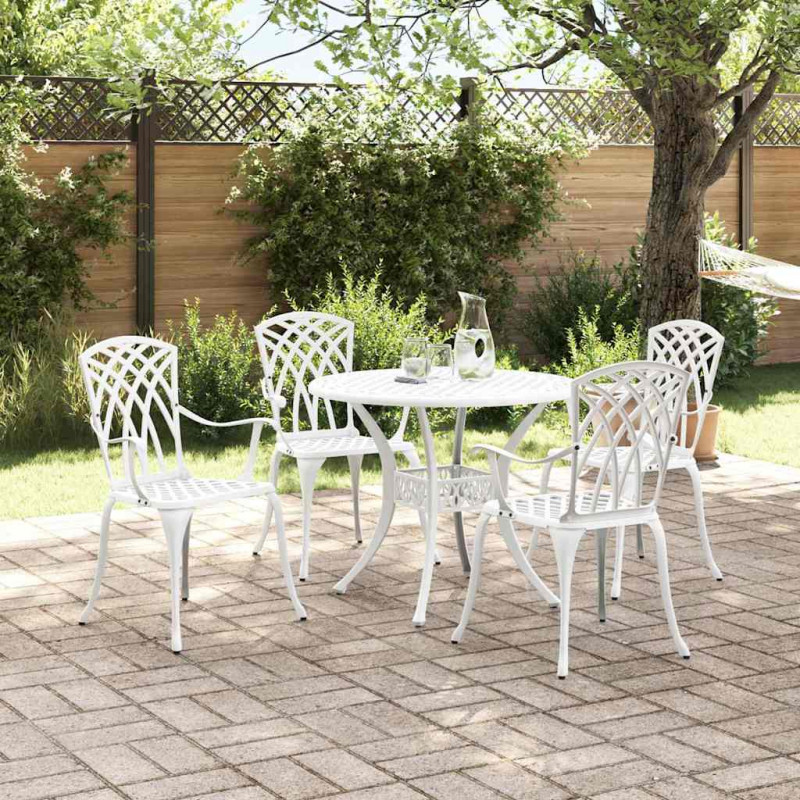 Zestaw do jadalni w ogrodzie 5 pcs Biały Aluminium