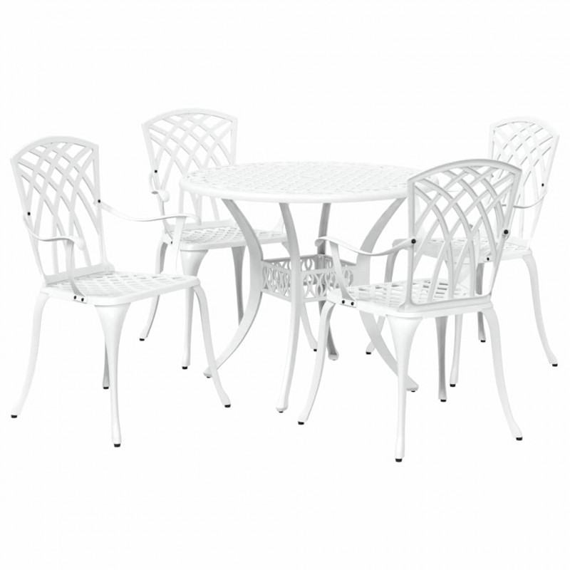 Zestaw do jadalni w ogrodzie 5 pcs Biały Aluminium