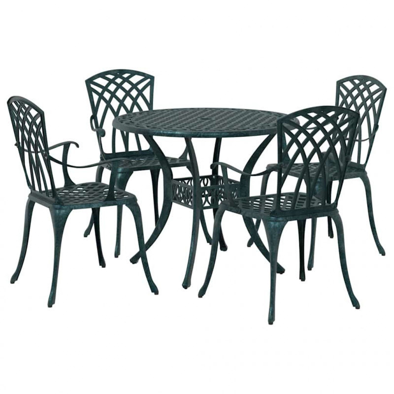 Zestaw do jadalni w ogrodzie 5 pcs Zielony Aluminium