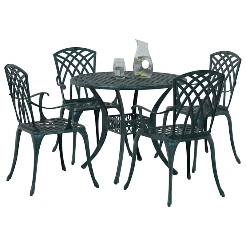Zestaw do jadalni w ogrodzie 5 pcs Zielony Aluminium
