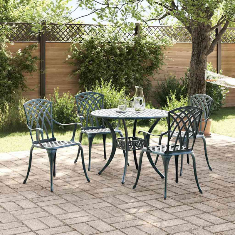 Zestaw do jadalni w ogrodzie 5 pcs Zielony Aluminium
