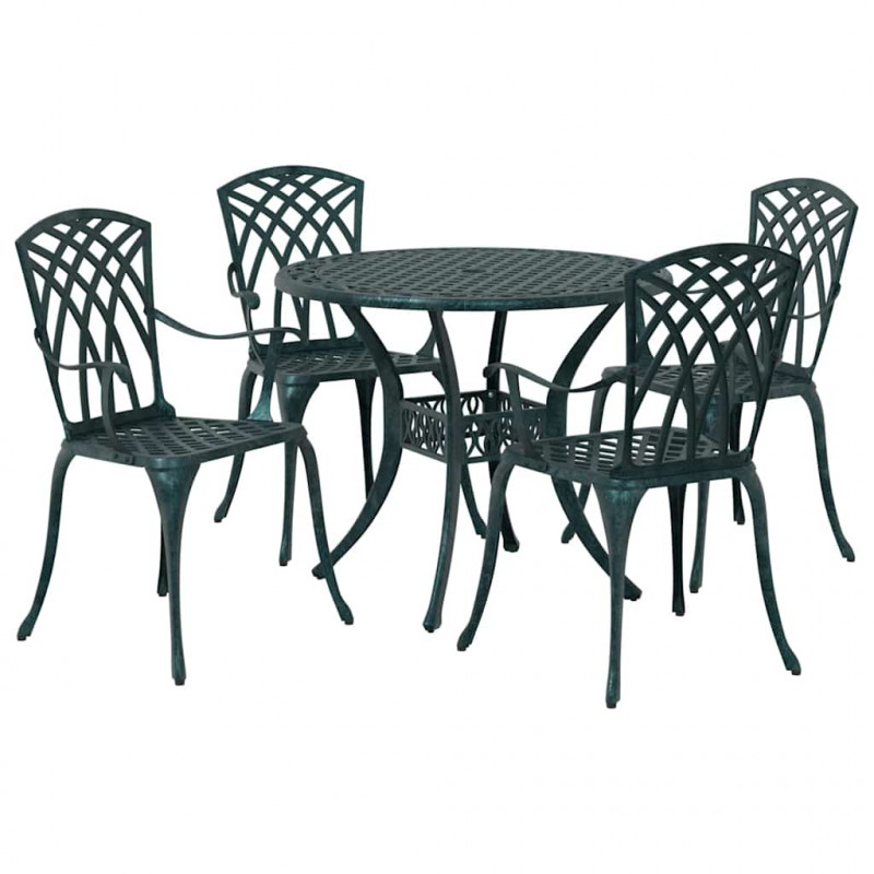 Zestaw do jadalni w ogrodzie 5 pcs Zielony Aluminium
