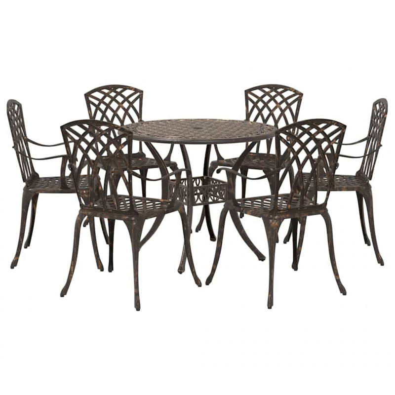 Zestaw do jadalni w ogrodzie 7 pcs kolor bronzu Aluminium
