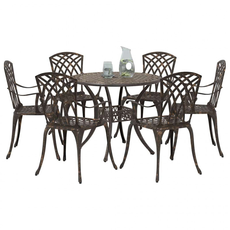 Zestaw do jadalni w ogrodzie 7 pcs kolor bronzu Aluminium