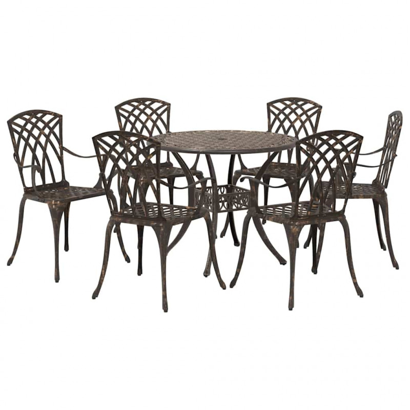 Zestaw do jadalni w ogrodzie 7 pcs kolor bronzu Aluminium