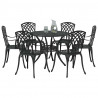 Zestaw do jadalni w ogrodzie 7 pcs Czarny Aluminium