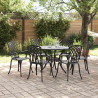 Zestaw do jadalni w ogrodzie 7 pcs Czarny Aluminium