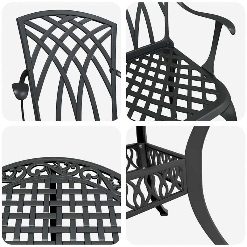 Zestaw do jadalni w ogrodzie 7 pcs Czarny Aluminium