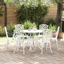 Zestaw do jadalni w ogrodzie 7 pcs Biały Aluminium