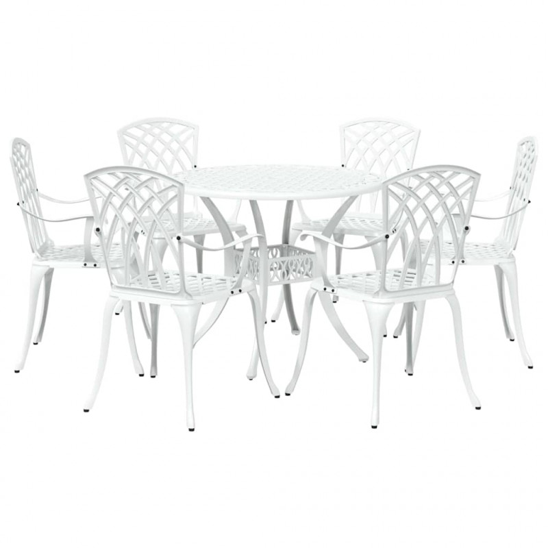 Zestaw do jadalni w ogrodzie 7 pcs Biały Aluminium