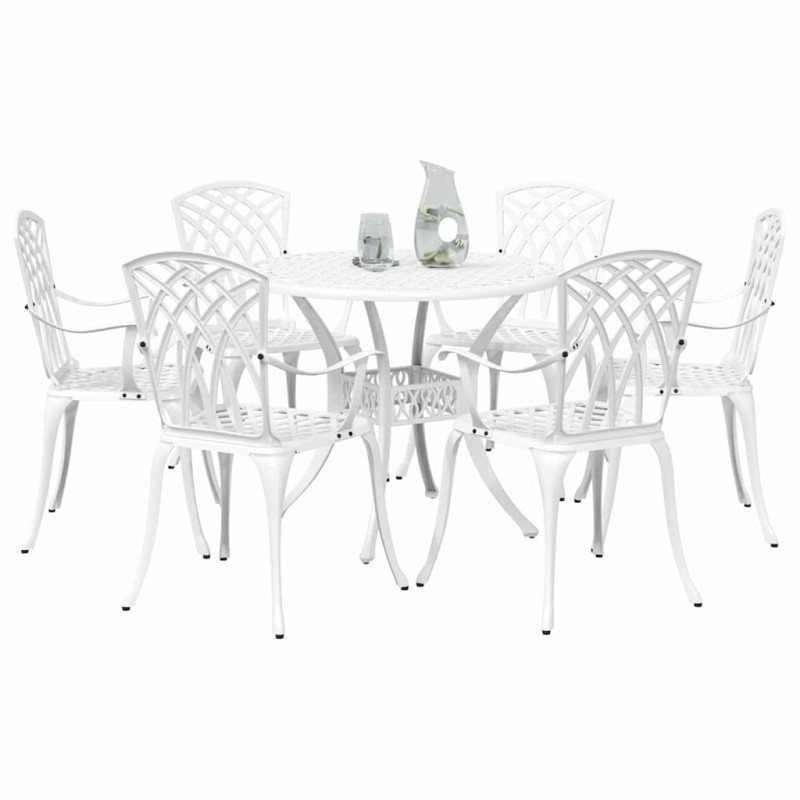 Zestaw do jadalni w ogrodzie 7 pcs Biały Aluminium