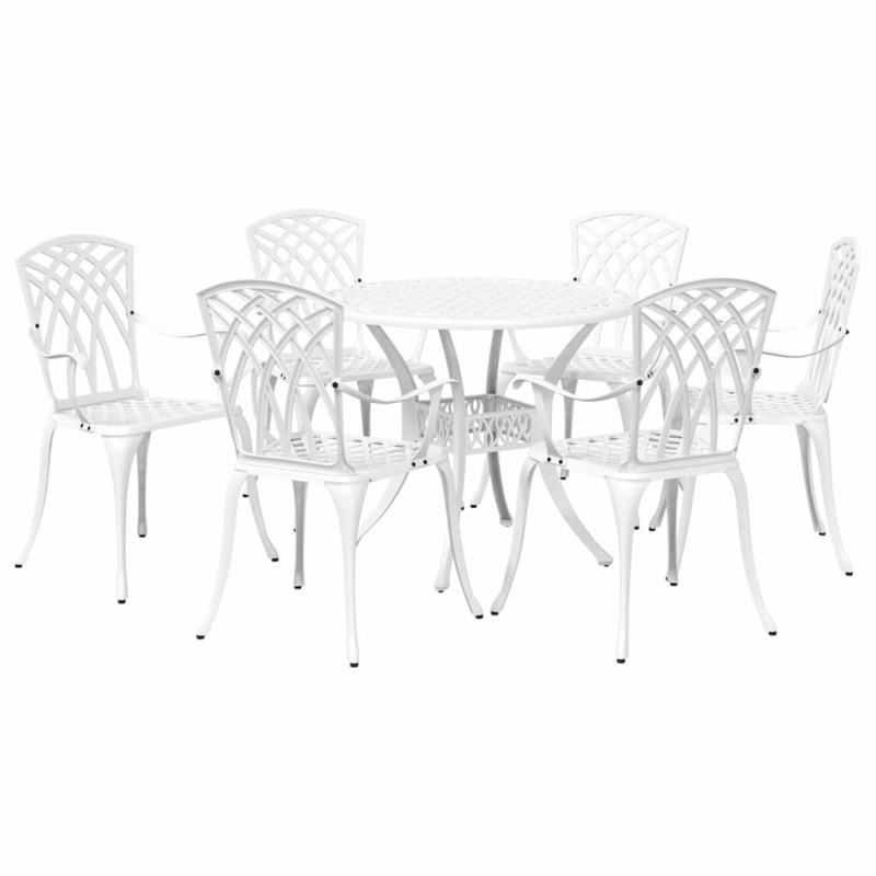 Zestaw do jadalni w ogrodzie 7 pcs Biały Aluminium