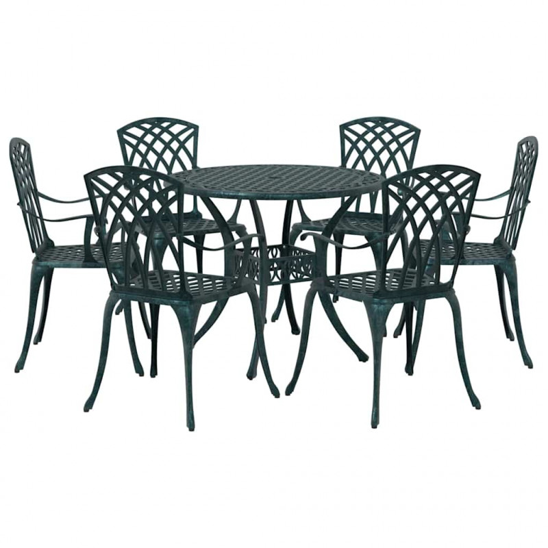 Zestaw do jadalni w ogrodzie 7 pcs Zielony Aluminium