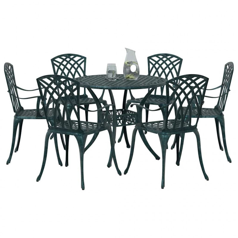 Zestaw do jadalni w ogrodzie 7 pcs Zielony Aluminium