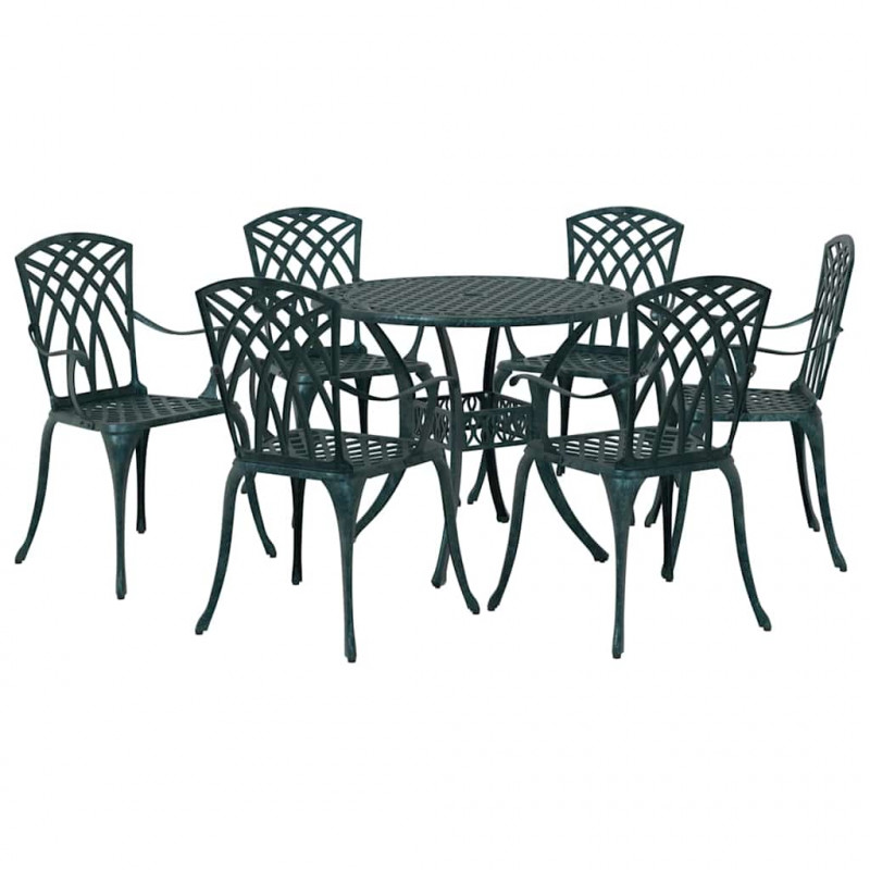 Zestaw do jadalni w ogrodzie 7 pcs Zielony Aluminium