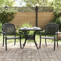 Zestaw stołów ogrodowych 3 pcs Czarny Aluminium odlewane