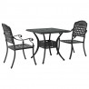Zestaw stołów ogrodowych 3 pcs Czarny Aluminium odlewane
