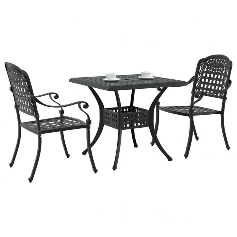 Zestaw stołów ogrodowych 3 pcs Czarny Aluminium odlewane