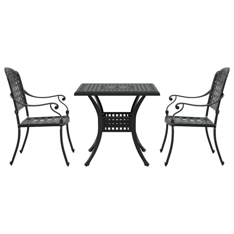 Zestaw stołów ogrodowych 3 pcs Czarny Aluminium odlewane
