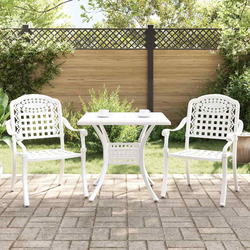 Zestaw stołów ogrodowych 3 pcs Biały Aluminium odlewane