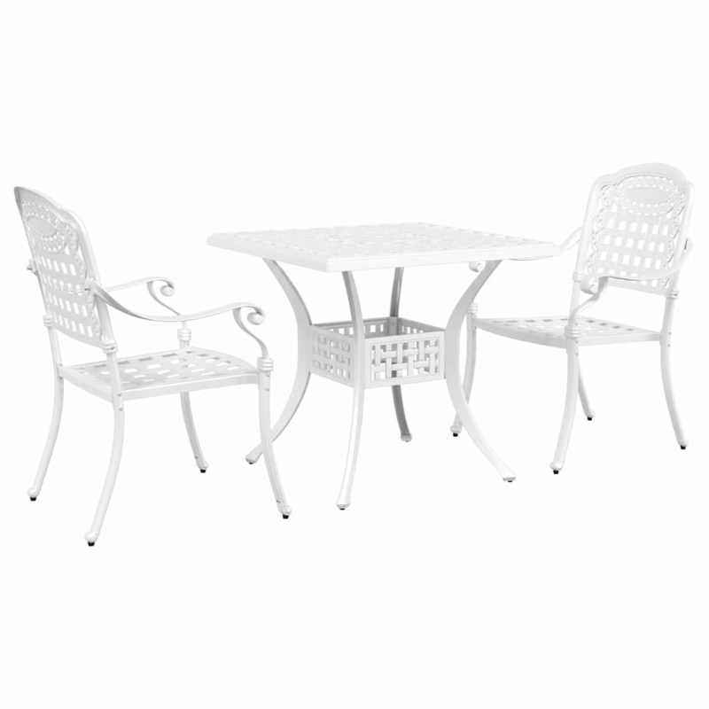 Zestaw stołów ogrodowych 3 pcs Biały Aluminium odlewane